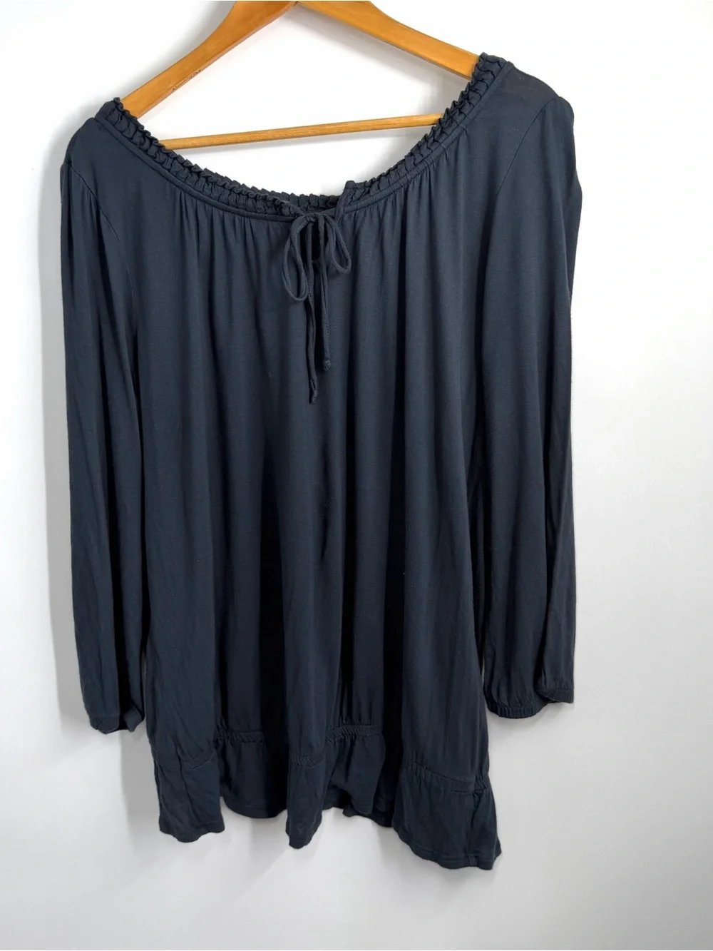 Banana Republic Navy Boatneck Relaxed Peasant Blouse